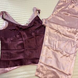 Silk Satin Sleepwear Set in Purple and Pink